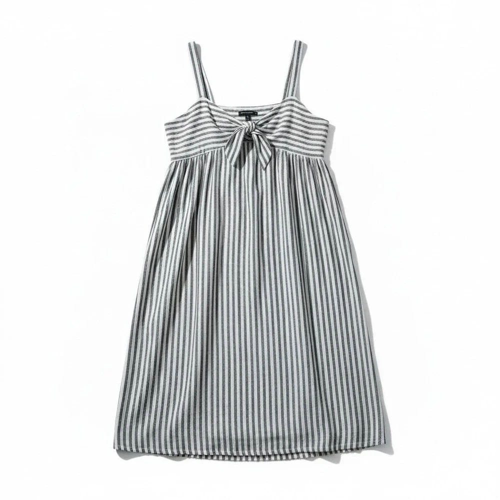 Who What Wear‎ Women Babydoll Striped Linen Blend Midi Dress Size XXL Pockets - Picture 13 of 16